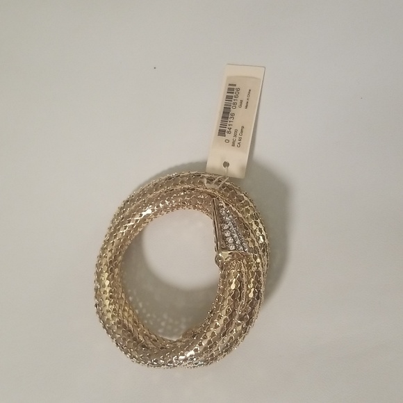 Women's Amrita Singh Bracelet; Goldtone Rhinestones and Simulated Onyx Stones - Picture 9 of 9